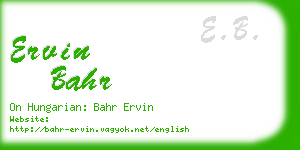 ervin bahr business card